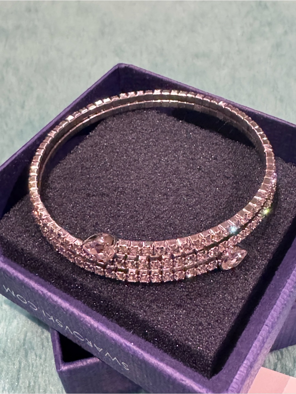 NWT Swarovski Twisty Silver Crystal Bangle